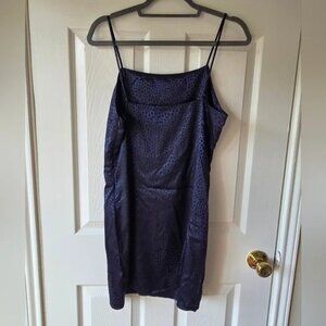 Sophie Rue Navy Slip Dress M NWT Leopard Print